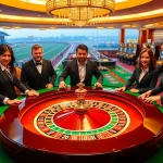 Experience the excitement of link ev88 with dynamic casino visuals showcasing roulette tables and poker chips.