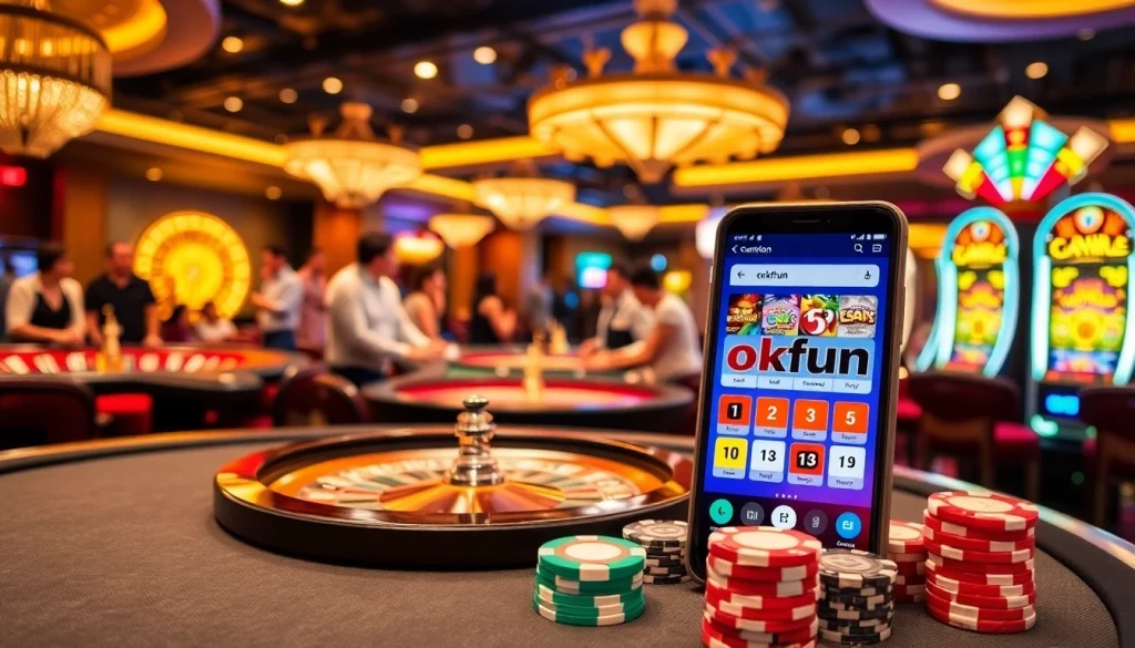 Engaging players at a luxurious casino using the app okfun for seamless mobile gambling experiences.