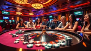 Engaging players at RR88's luxurious casino table experience.