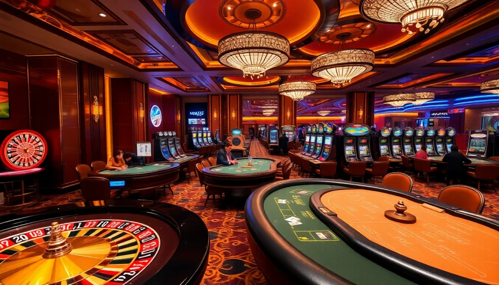 Experience high-stakes excitement at Nhà cái KK55 casino with vibrant gaming tables and luxurious atmosphere.
