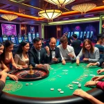 Engaging poker players showcase the excitement of gambling at vn88’s luxurious casino.
