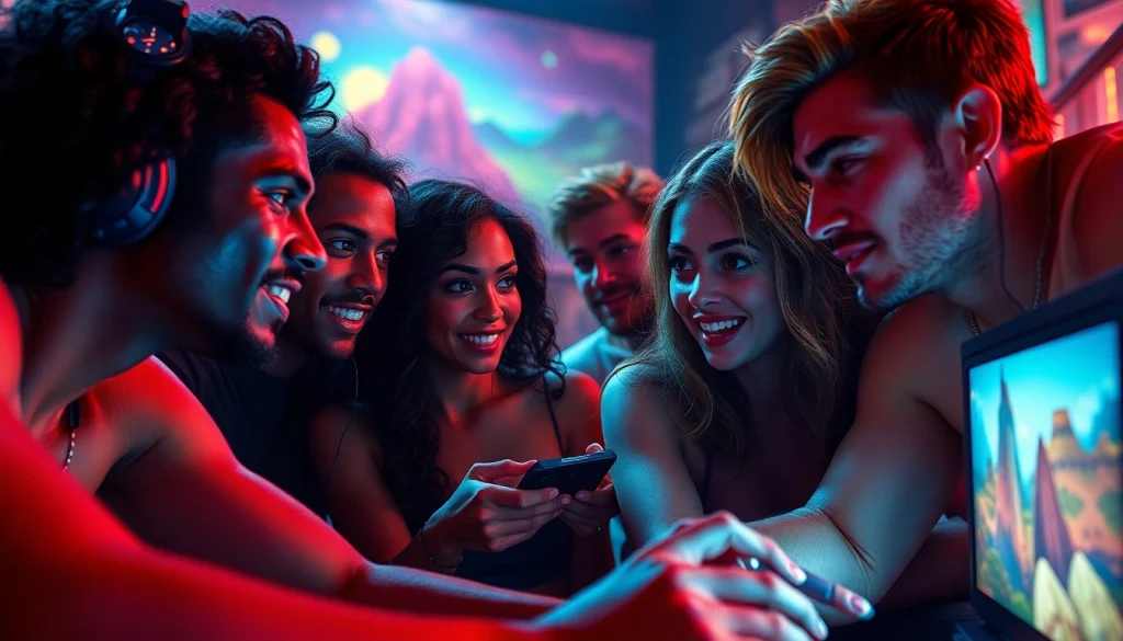 Engaging scene from a vibrant porn game featuring diverse characters and dynamic interactions.
