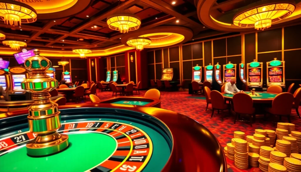 Engage in thrilling casino excitement with ok8386 as players bet on roulette and poker.