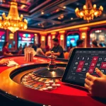 A player enjoying a high-stakes game at AE888's glamorous casino table, showcasing excitement and strategy.