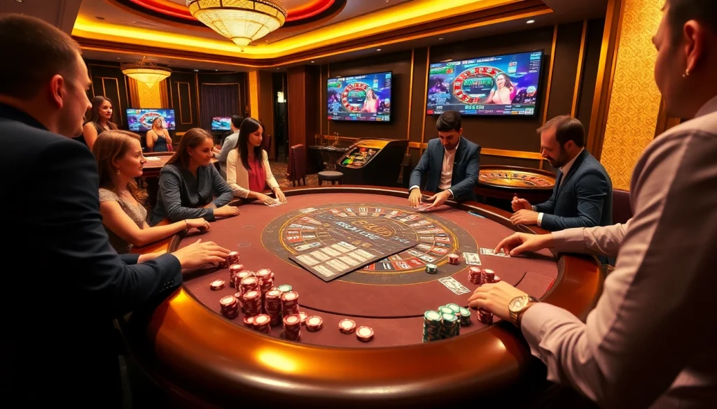 Experience thrilling gameplay at https://kk55.group with an exciting blackjack table and vibrant casino atmosphere.