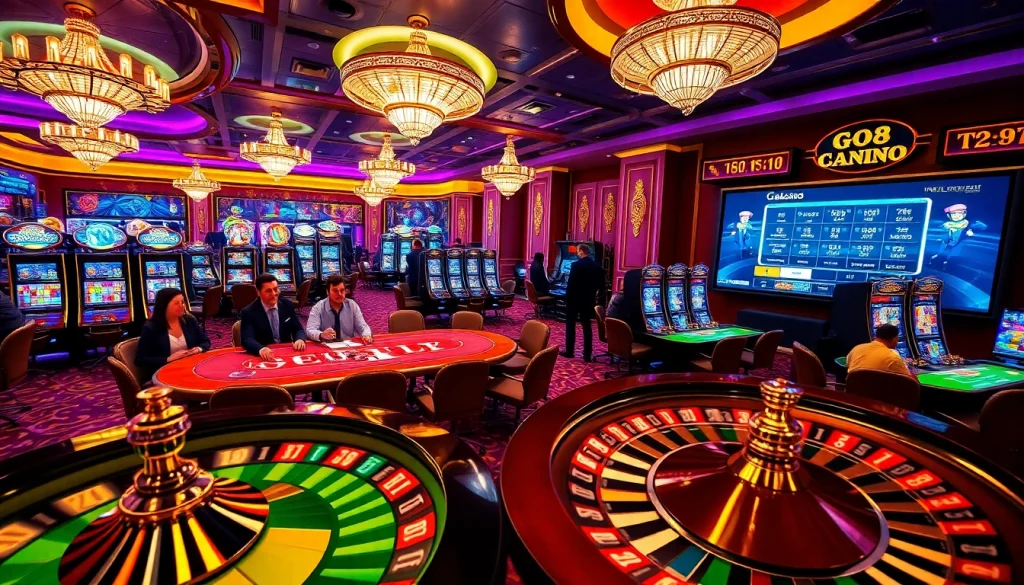 Experience the luxury of gaming with GO8 at a high-stakes poker table in a vibrant casino.