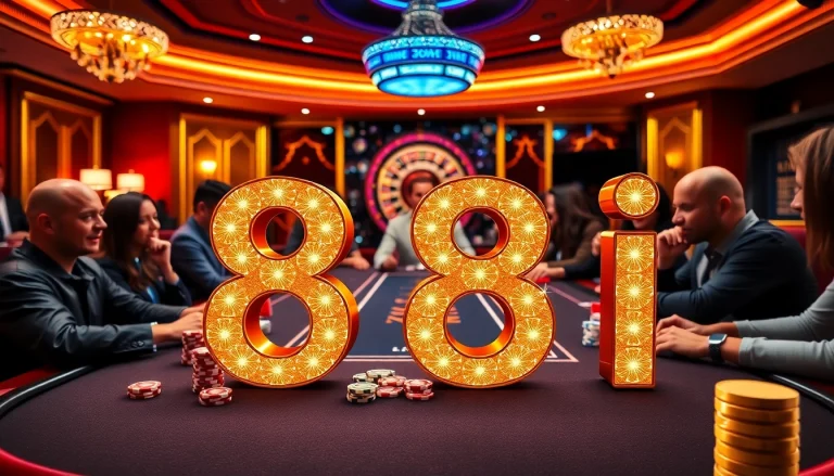 Experience high-stakes poker with 88i in a luxurious casino atmosphere filled with excitement.