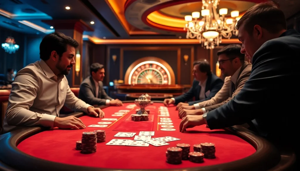 Experience luxury at MB66 with poker tables showcasing professional players and high-stakes action.