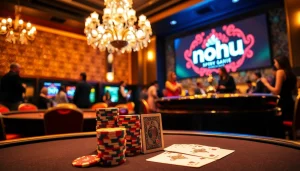 Experience thrilling action at the nohu poker table, surrounded by luxurious decor and vibrant energy.