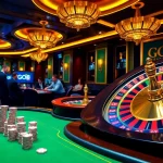 GO8 logo shines on a luxurious poker table in an exciting casino setting.