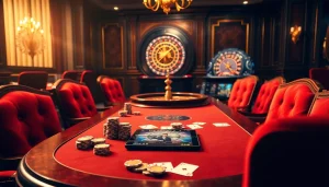 Experience thrilling gameplay at phsky casino with vibrant poker chips and an elegant roulette setup.