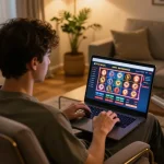 Player enjoying a strategic gaming experience on 777vip platform with cozy ambiance