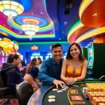 Players enjoying their gaming experience at GO 88, showcasing vibrant casino elements and joyful interactions.