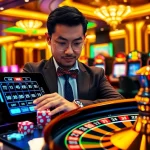 Professional gambler placing strategic amanahtoto bets on digital toto Macau interface