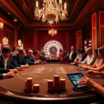 Engaging scene of excited players at an iwin casino table with vibrant chips and slot machines.