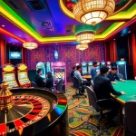 Players enjoying a thrilling casino experience at RR88, featuring roulette and slot machines.