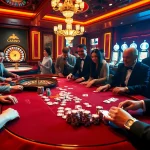 Poker players engaging at a high-stakes table, experiencing the thrill of mm88 com casino action.