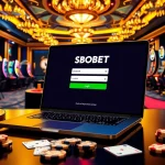 Simplify your experience with sbobet login indonesia on an elegant online gambling interface amidst a vibrant casino ambiance.