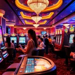 Spieler genießen spannende casino online spiele in einer lebhaften Casino-Umgebung.