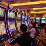Players having fun at the slot machine area, exploring oli4d alternatif gaming options.