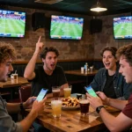 megaplus88 boosts excitement in a lively sports betting scene with friends celebrating wins