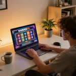 Rasakan permainan yang mendebarkan dengan RANDOM88 di laptop modern di lingkungan rumah yang nyaman