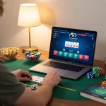 Engaging session on tr88 with a player focused on online poker, highlighting an inviting home gaming atmosphere