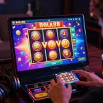 Bola88 Login interface showcasing vibrant slot games on mobile device, player engaging with exciting graphics.