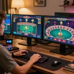 Engaged player exploring 88pulsa link alternatif on multiple screens during online gaming session