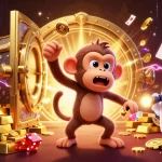 Engage with ATAS Casino's vibrant world featuring a mischievous monkey juggling golden objects in a haunted casino.