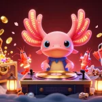 Permainan bandar slot yang menggembirakan dengan DJ axolotl neon dan harta karun bawah laut.
